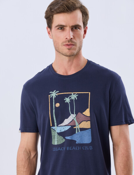 REMERA ESTAMPADA DE ALGODÓN Azul