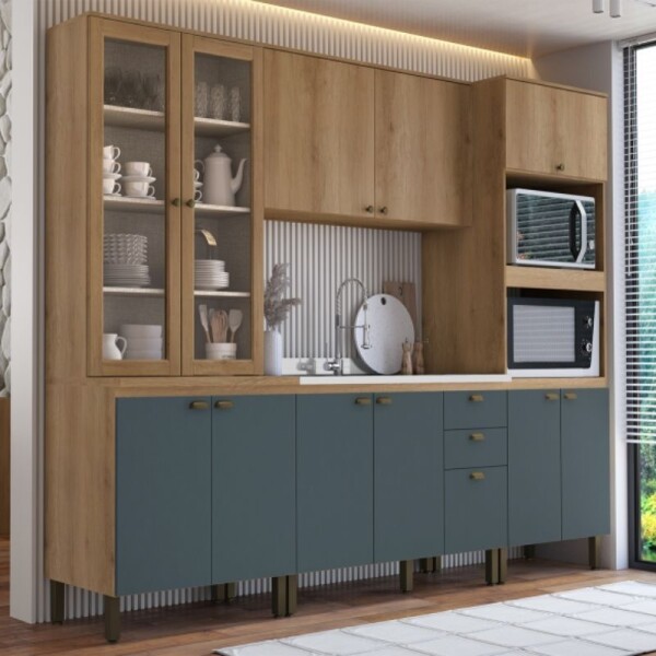 COCINA MODULADA 2,71 MT CAPUCCINO/AZUL - FINESSE COCINA MODULADA 2,71 MT CAPUCCINO/AZUL - FINESSE