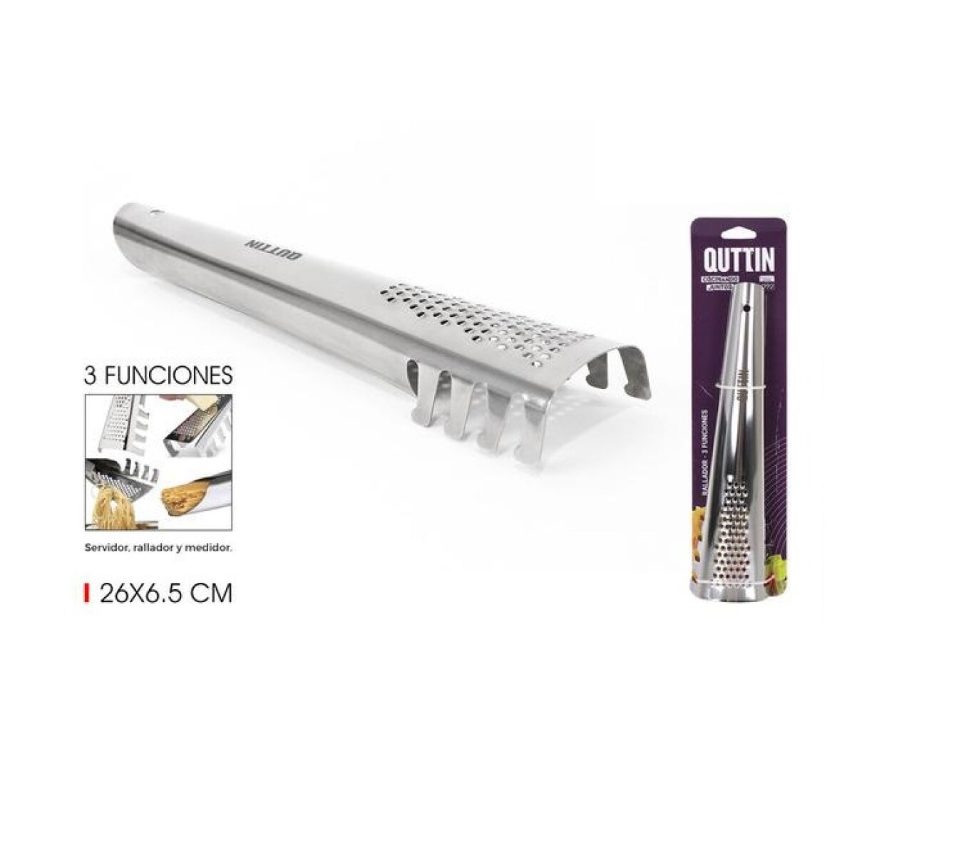 Rallador 3 Funciones Quttin de Acero Inoxidable 26 cm 
