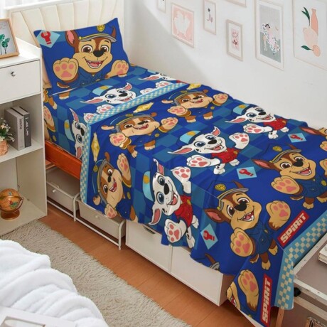 Juego de Sábanas Paw Patrol Azul 1 Plaza Juego de Sábanas Paw Patrol Azul 1 Plaza