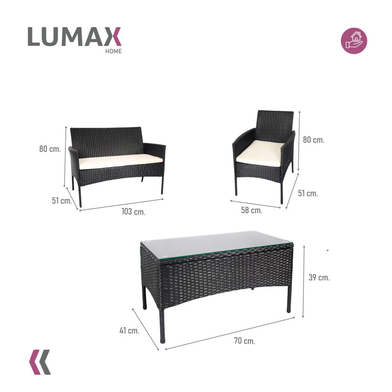 Juego Jardin Rattan 3 Sillones + Mesa Exterior Juego Jardin Rattan 3 Sillones + Mesa Exterior
