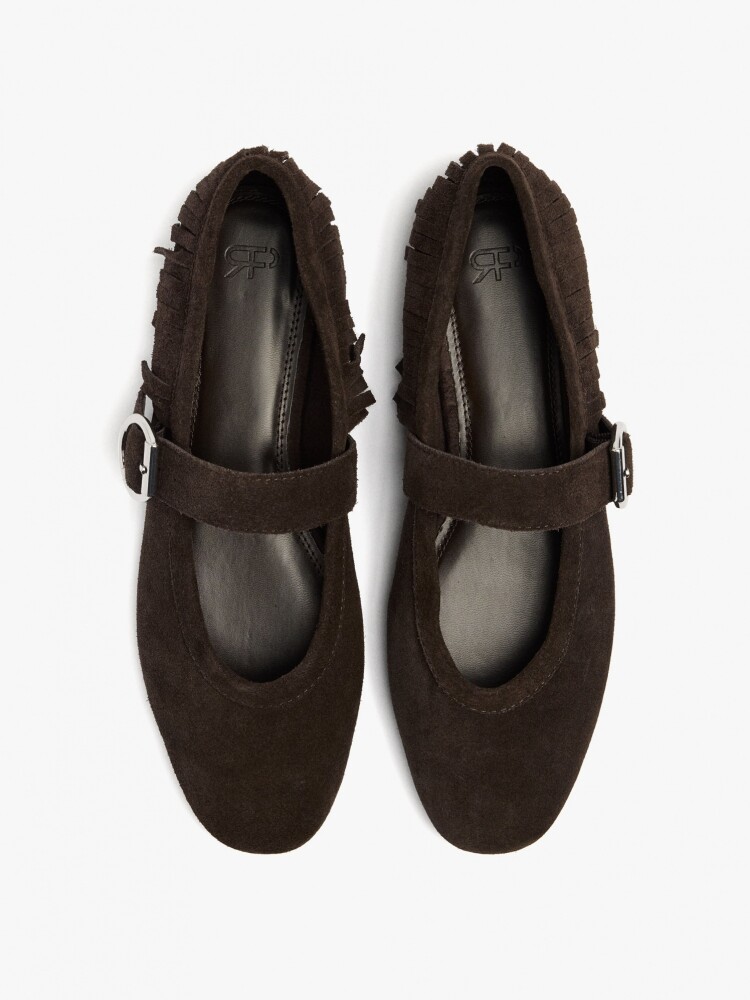 Bailarinas De Piel Con Flecos marron