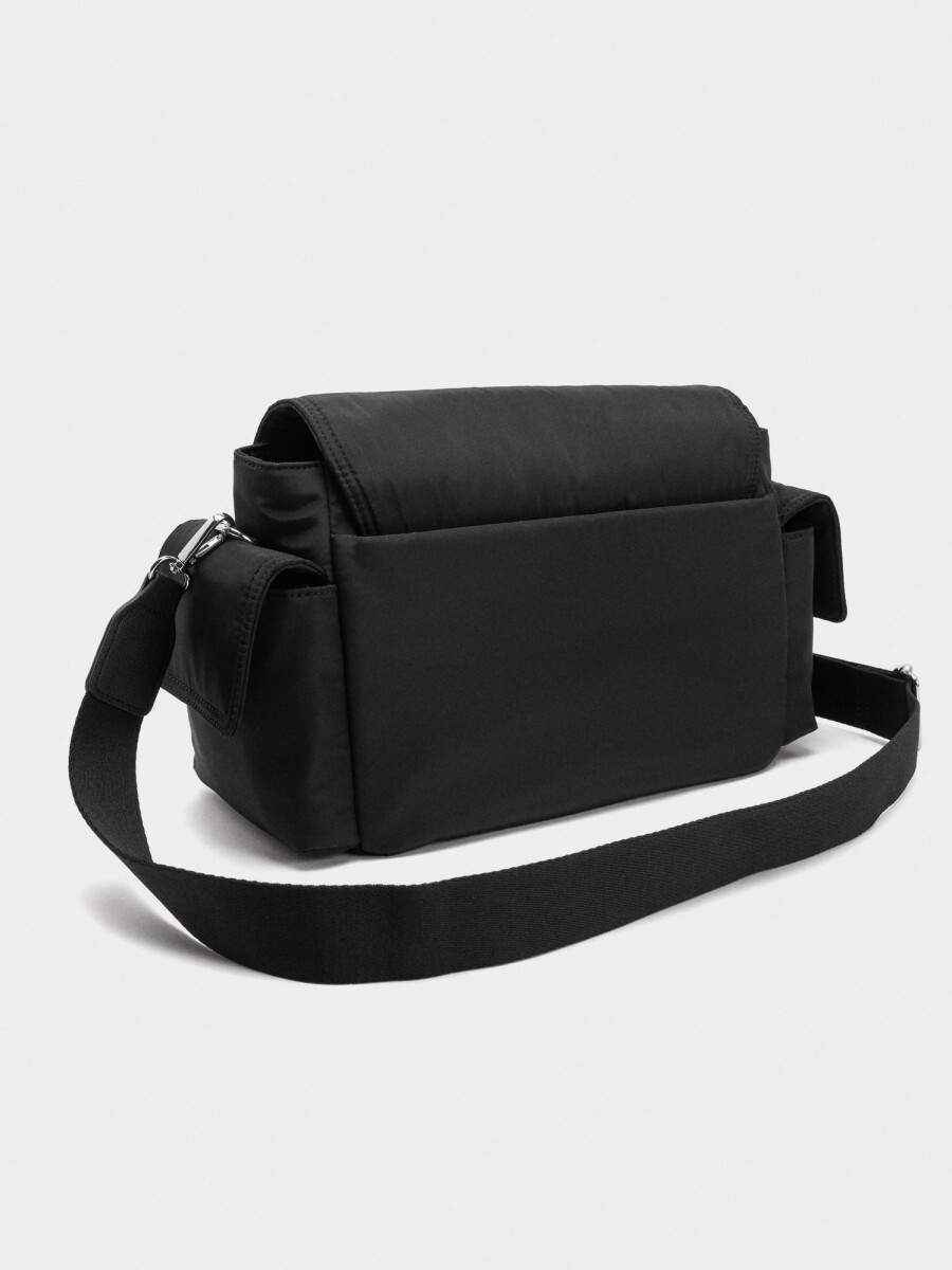 Bolso Bandolera De Nylon Con Solapa negro