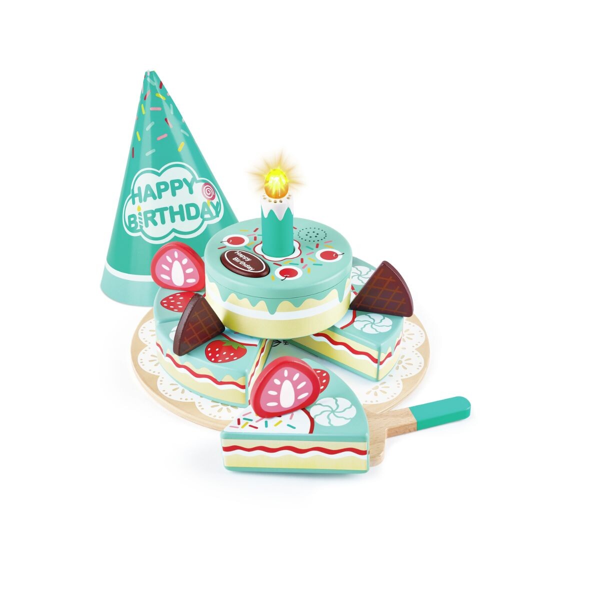 Juguete de madera Torta de cumpleaños interactiva 