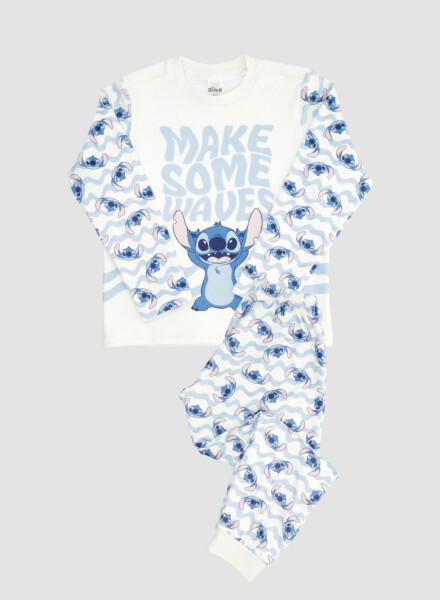 Pijama infantil stitch con manga larga pantalon Celeste