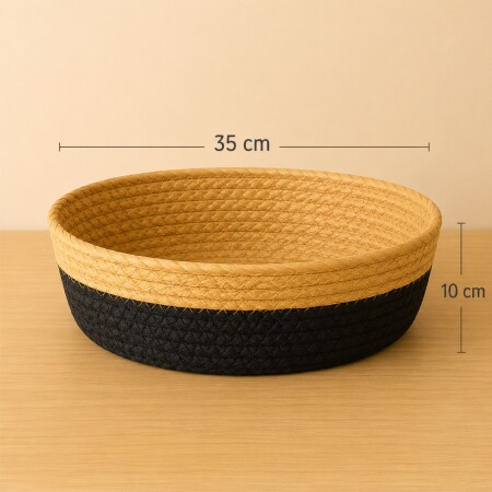 CESTO ORGANIZADOR DE FIBRA NATURAL NEGRO Ø35X10 cm CESTO ORGANIZADOR DE FIBRA NATURAL NEGRO Ø35X10 cm
