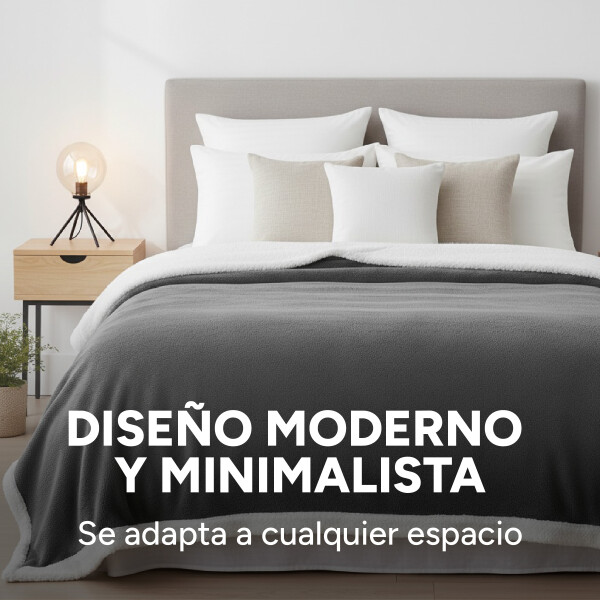 Frazada Manta Polar Con Corderito Acolchado 2 Plazas 230x200 Color Variante Gris