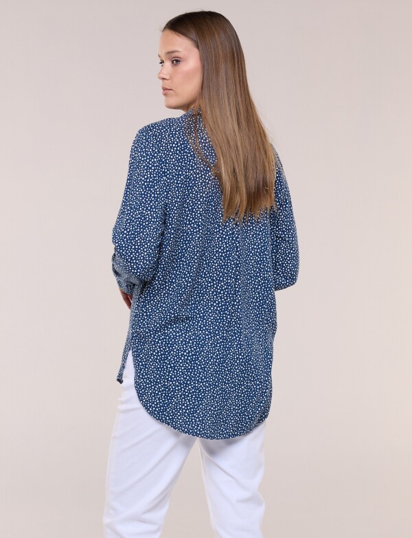 Camisa Holgada Estampada AZUL/BLANCO