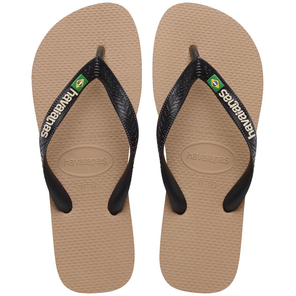 Sandalias Havaianas Brasil Logo Hombre Oro Rosa Negro