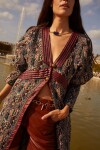Coat Dress Estampado Base Bordeaux
