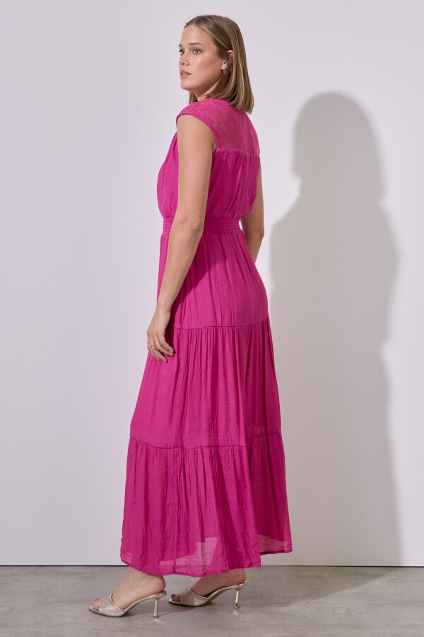 Vestido Maxi Encaje FUCSIA