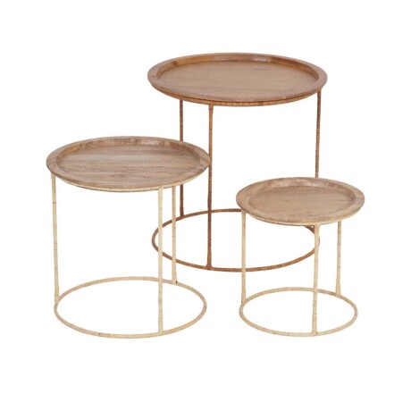MESAS DE ARRIME MADERA NATURAL-BEIGE MANGO NATURAL