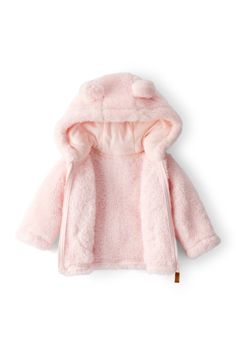 Campera de sherpa, con capucha, rosada Campera de sherpa, con capucha, rosada