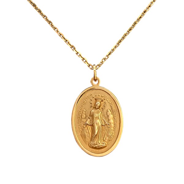Dije Virgen Milagrosa-Oro bajo-Sin Piedra-CP8663 Sinpiedra
