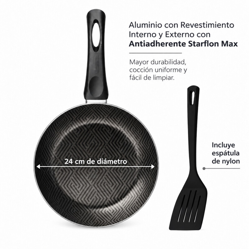 Sartén de Aluminio Antiadherente 24cm Tramontina con Espátula Sartén de Aluminio Antiadherente 24cm Tramontina con Espátula