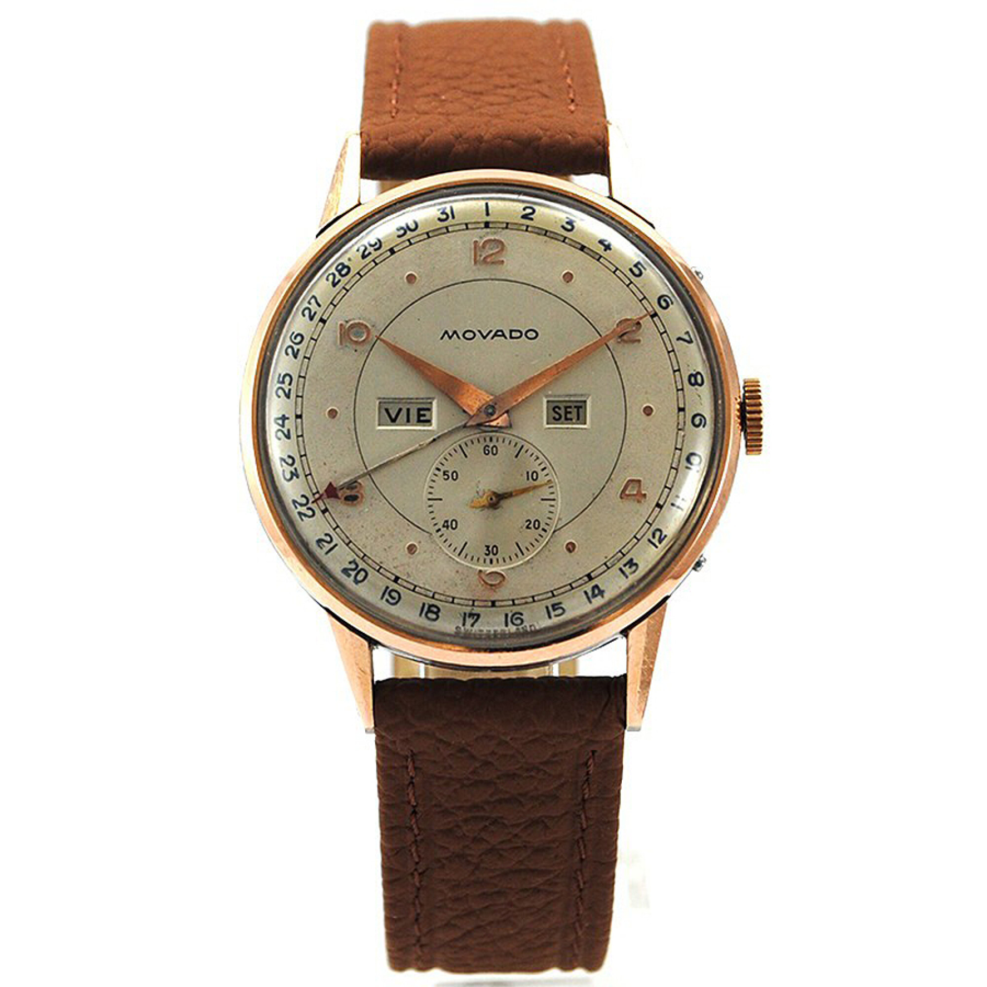 Movado Triple Calendario 14836 Calibre 470 Enchapado En Oro Y