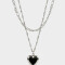 Collares Cortos Con corazón Collar Multicadenas Con Corazón - Plateado