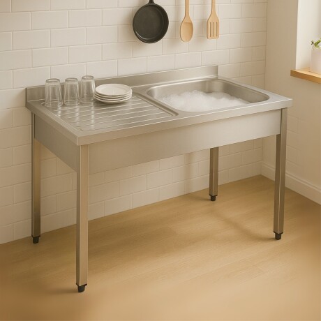 Mesada de Lavado con 1 Pileta Lateral Derecho de Acero Inoxidable 120 x 70 x 85 cm Mesada de Lavado con 1 Pileta Lateral Derecho de Acero Inoxidable 120 x 70 x 85 cm