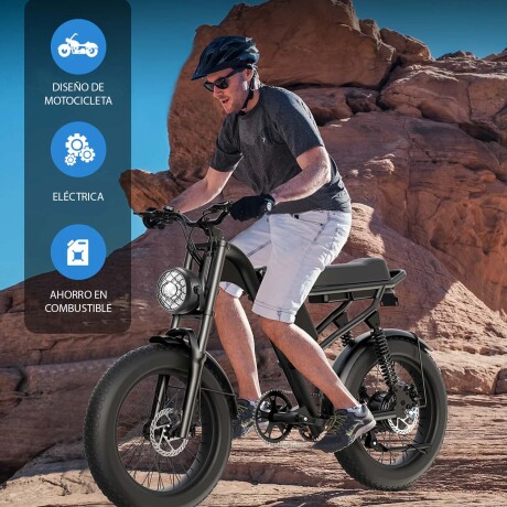 Bicicleta Eléctrica Gyroor Z8 R20 Diseño Motocicleta con Luz Negro