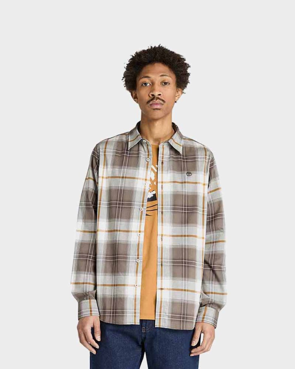 Camisa Peached Twill Check Hombre - Chocolate Chip Yd 