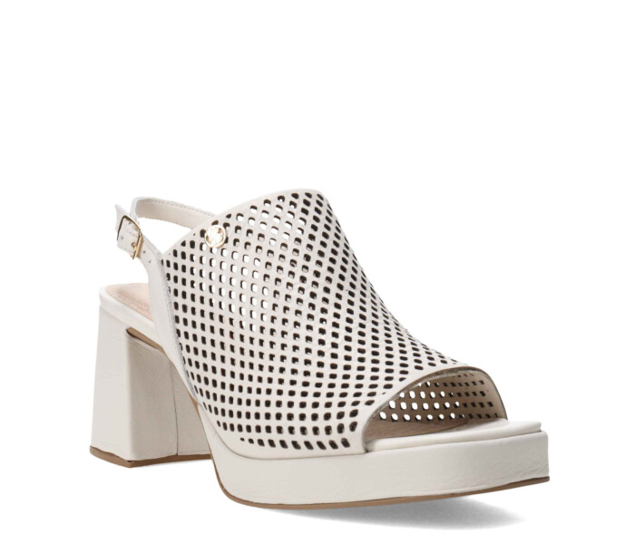 Sandalia con taco alto y plataforma Offwhite