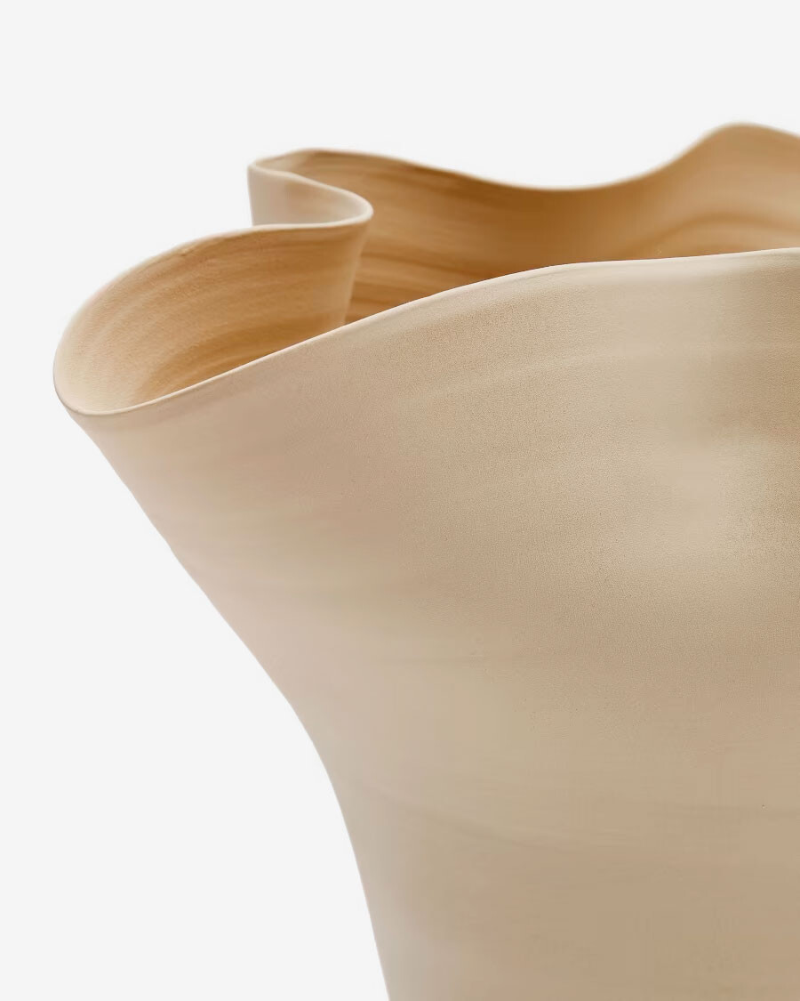 Jarrón Macaire de cerámica beige Ø 26 cm