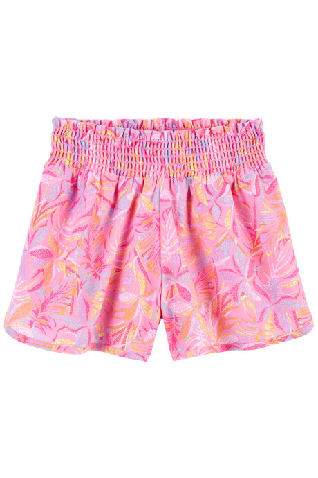 Short activo de popelina absorvente, con fruncido y diseño floral Sin color