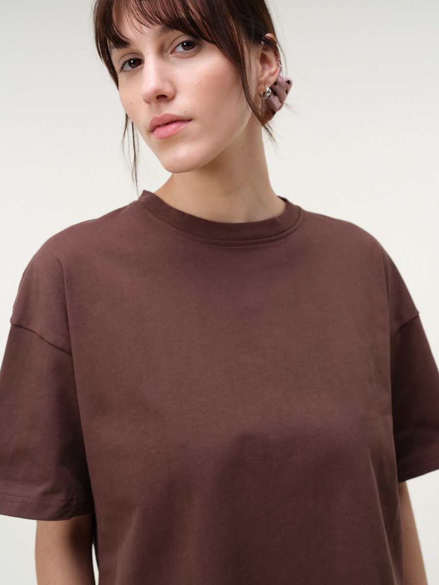 Remera Boxy Algodón - Marron 