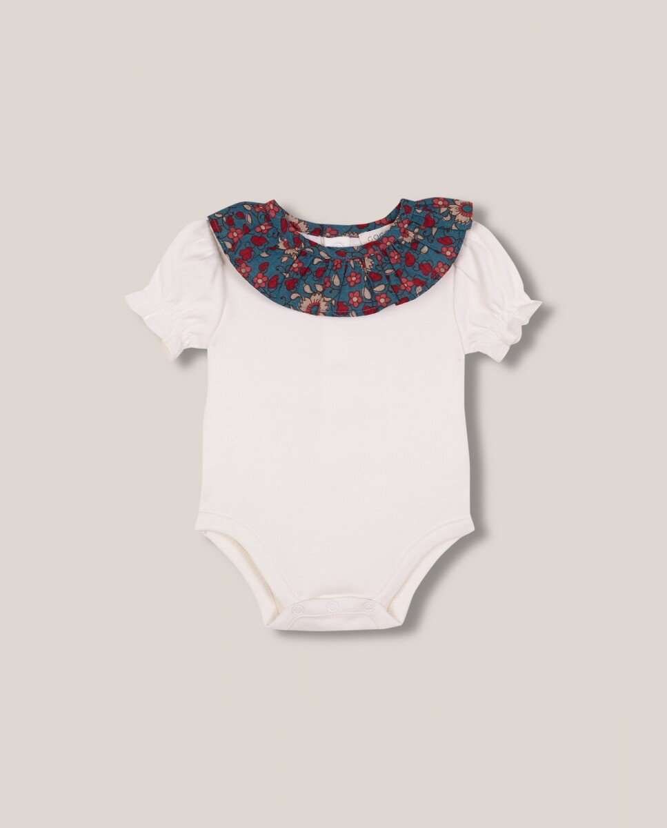 Body Con Cuello Estampado - Azul Claro 