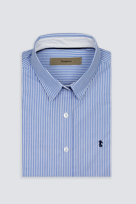 Camisa Dama Clásica Raya Celeste