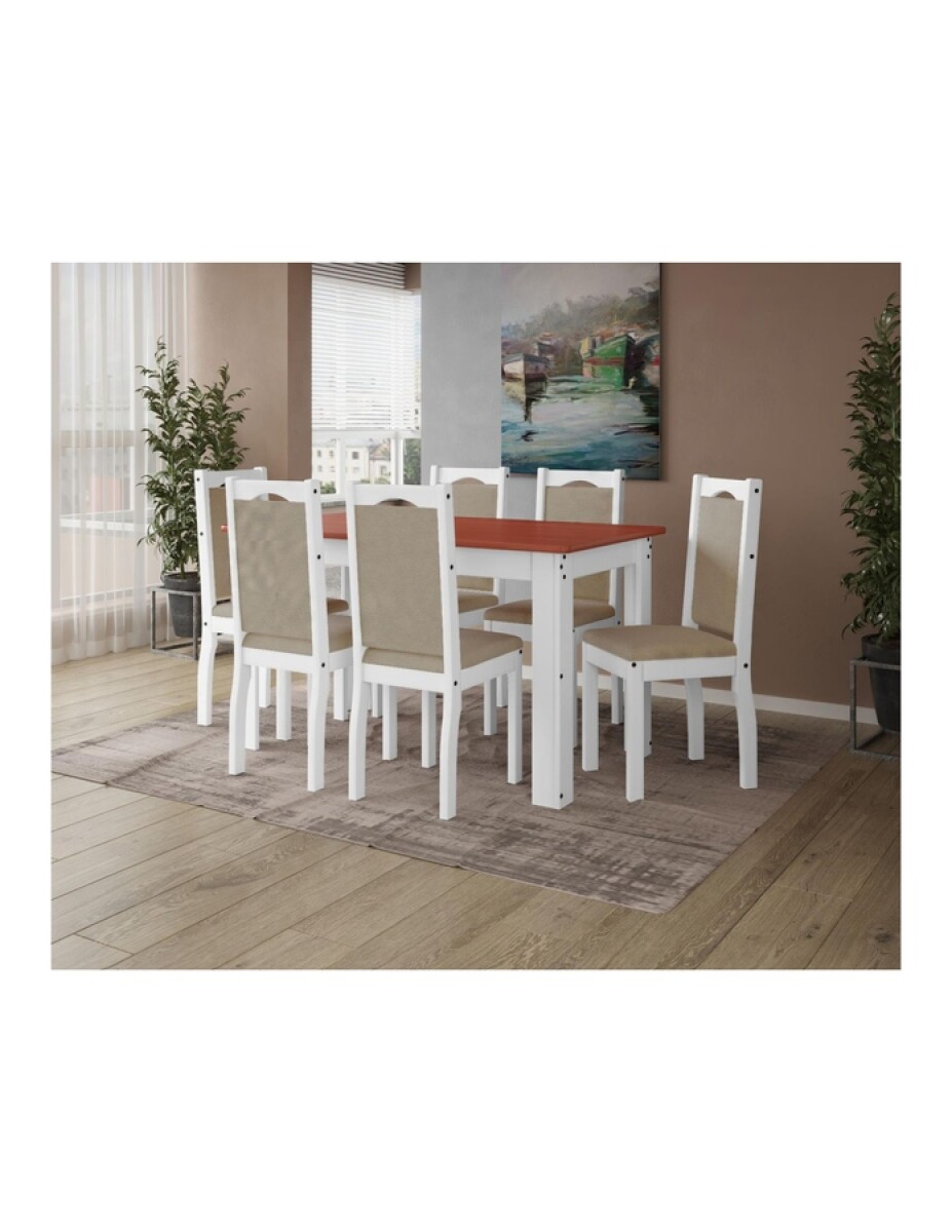 Juego De Comedor 6 Sillas Tap Leticia Blanco Castaño SMGB 
