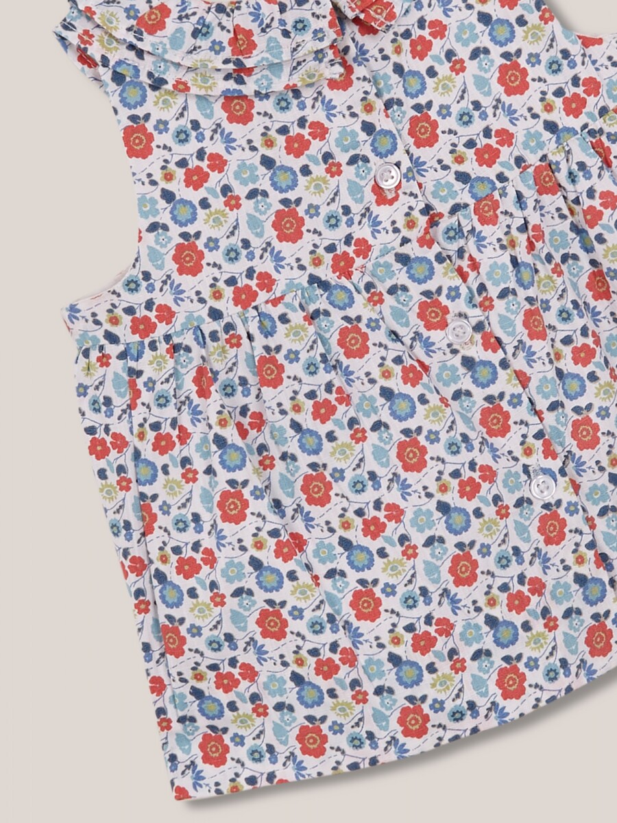 Vestido De Flores Gris