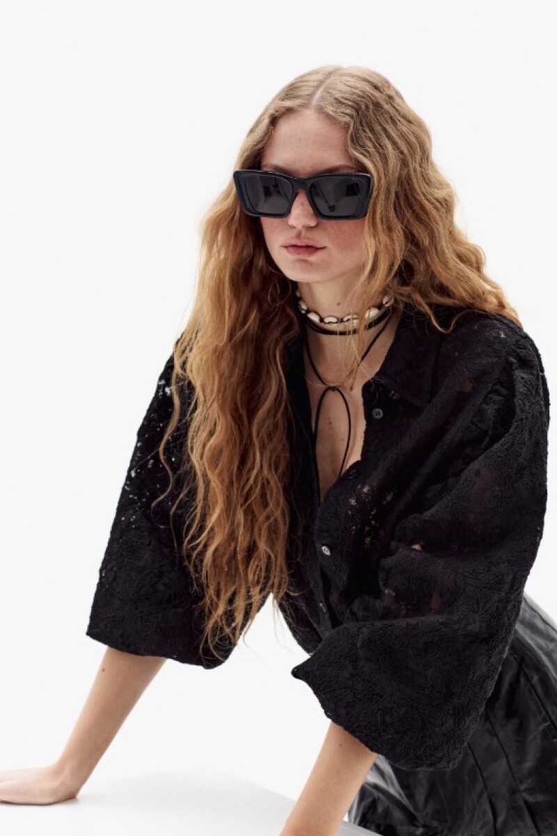 CLAIRE COTTON LACE SHIRT Negro