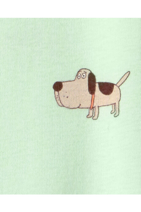 Pijama enterito de algodón con pie, verde, diseño perros. Talles 2-5T Sin color