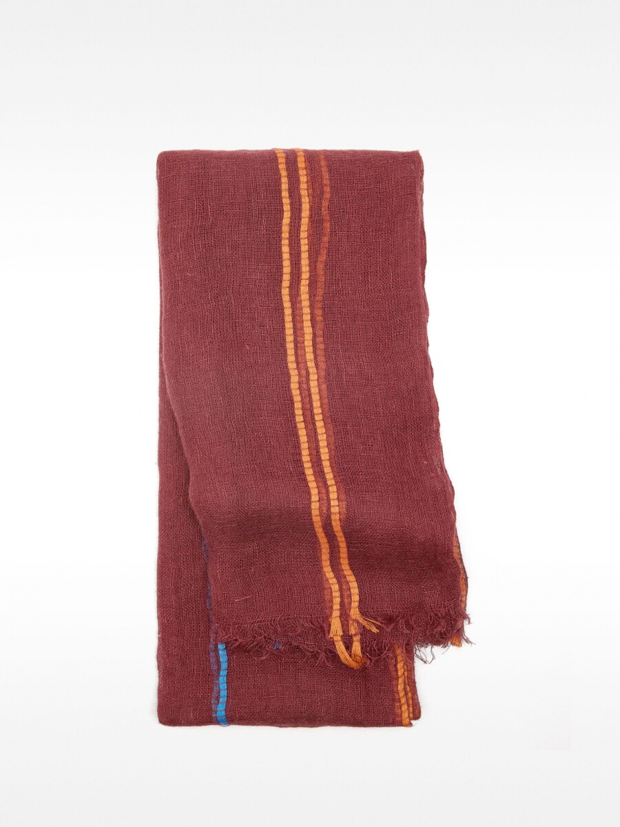 Pashmina De Lino Con Pespuntes burdeos