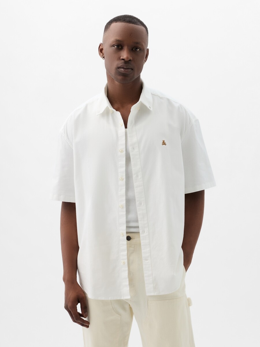 Camisa Manga Corta Oso Brannan Hombre - Optic White V6 