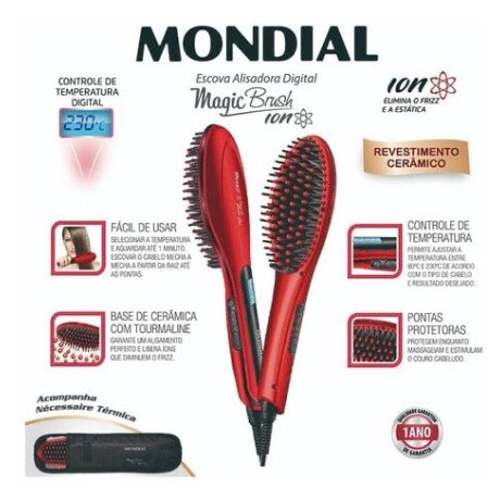Modelador Alisador Magic Brush Mondial 360ª Elimina el Friss y la Estatica Control de Temperatura 001