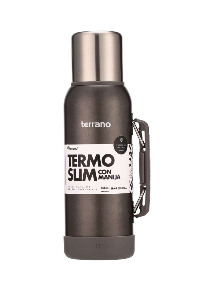 Termo Slim 750Ml. Con Base Silicona - Gris Metalizado 