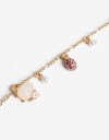 Collares Cortos Metal Collar Multidijes Conejitos Y Flores - Dorado