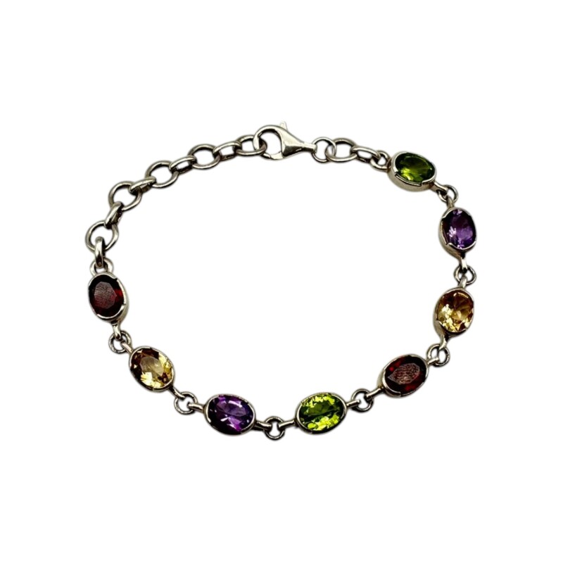 Pulsera Oval Plata Rodinada Con Piedra Varios Pu3832 conpiedra