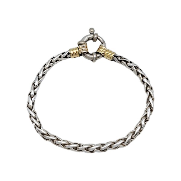 Pulsera Espiga-Plata y Oro-Sin piedra-PU5058 sinpiedra