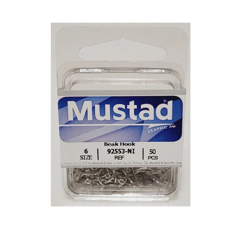 Anzuelo Mustad Beak Hook Nº 6 x50 ANZUELO MUSTAD BEAK HOOK 6 X 50PCS 92553NI 6-50
