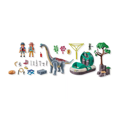 Exploradores con Aerodeslizador de Dinosaurio Braquiosaurio Playmobil 97 Piezas U