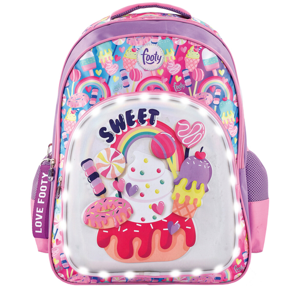 Mochila Footy Sweet C/lLuz - Lila - Rosa 