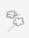Horquillas con Accesorios Strass Set De 2 Hebillas Tic Tac En Forma De Flor Con Strass. - Plateado Rodio