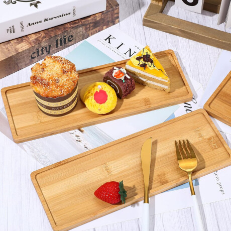 Bandeja de Bambú Rectangular para Servir 28x18x1.5Cm Natural Natural