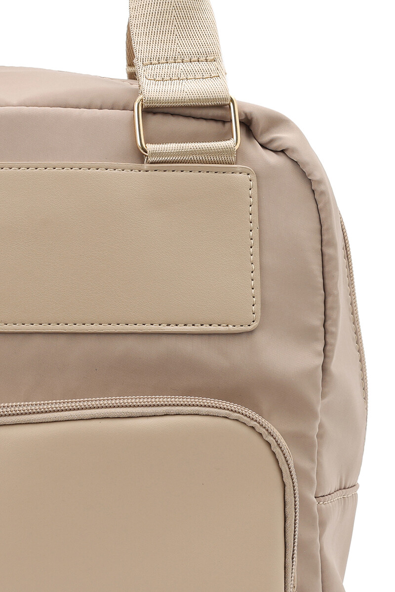 Mochila de nylon y PU Khaki