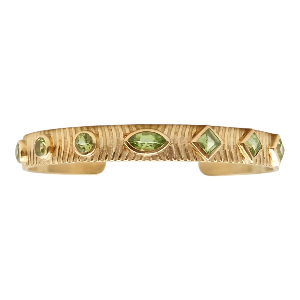 Brazalete Pune-Plata rodinada 925 con micra de oro 18k-Piedra Peridoto-BR2025 - conpiedra 