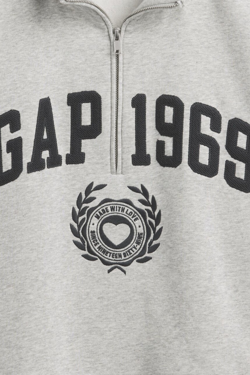 Buzo Deportivo Logo Gap Medio Cierre Mujer Heather Grey