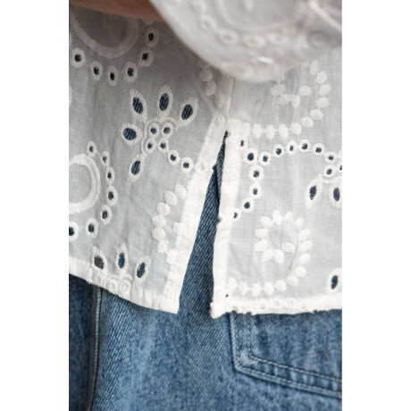 Blusa Broderie Manga Larga Nacar